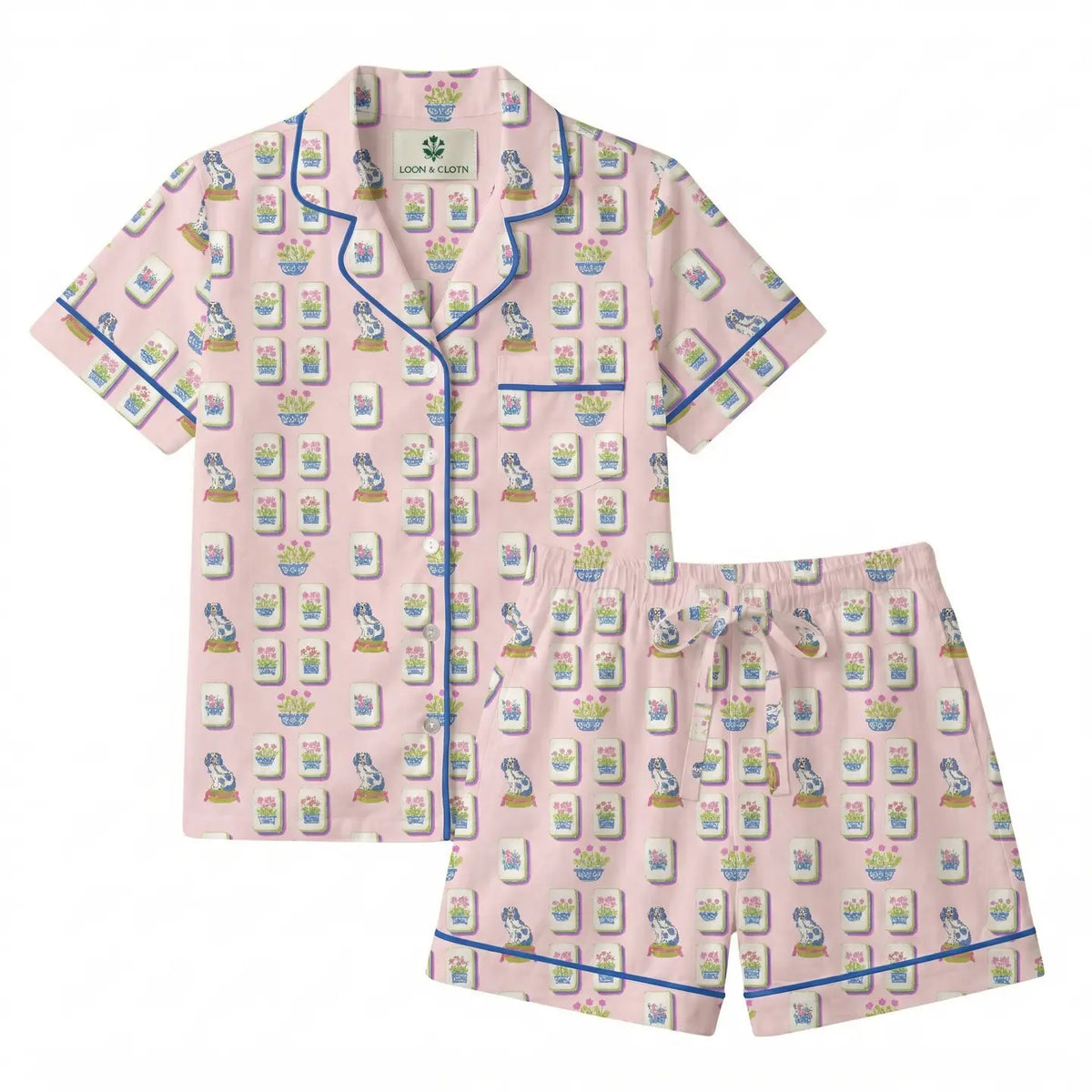 Tile Talk Mahjong Short Sleeve Pajama Set