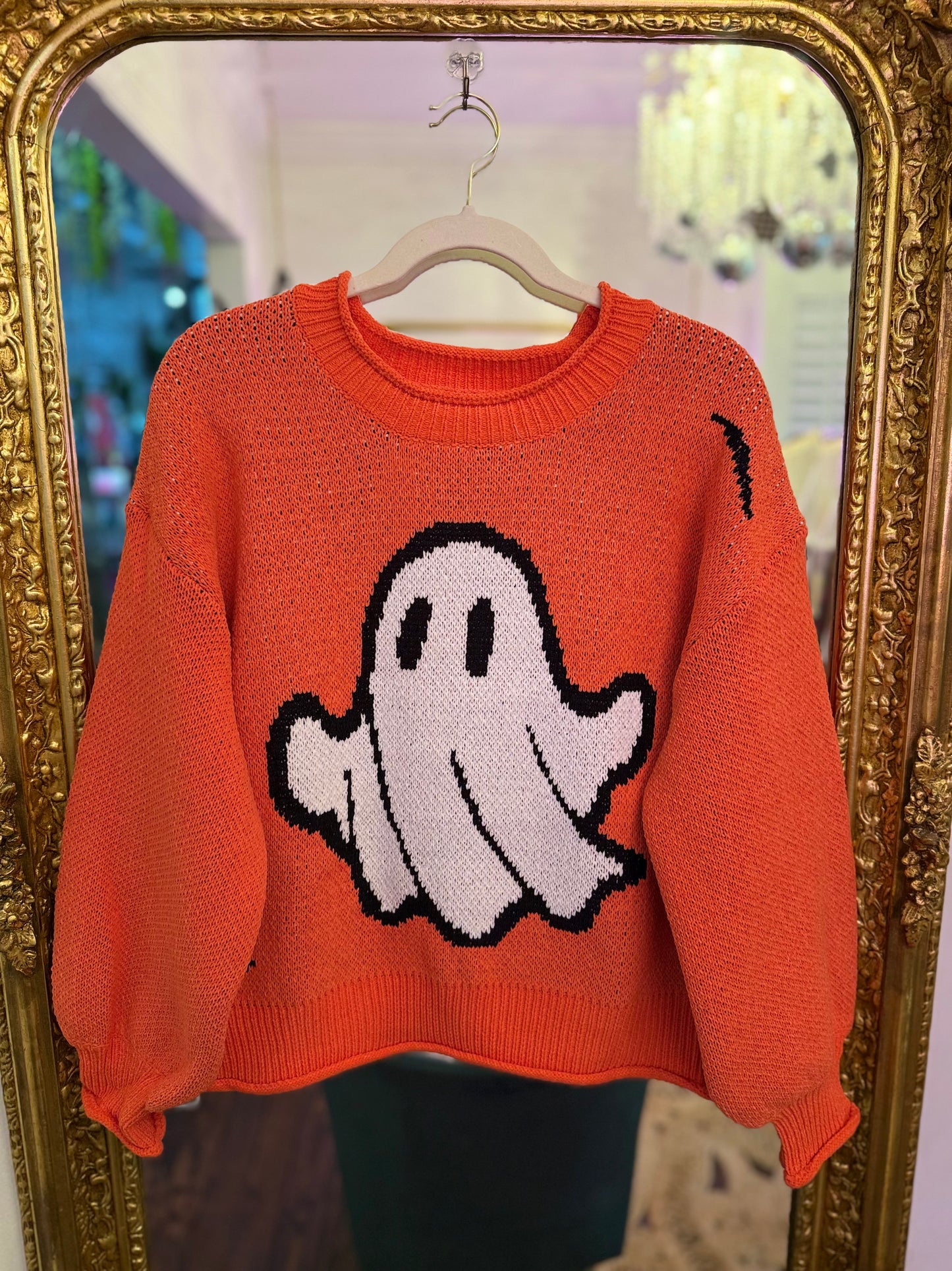Boo Babe Ghost Face Halloween Knit Top