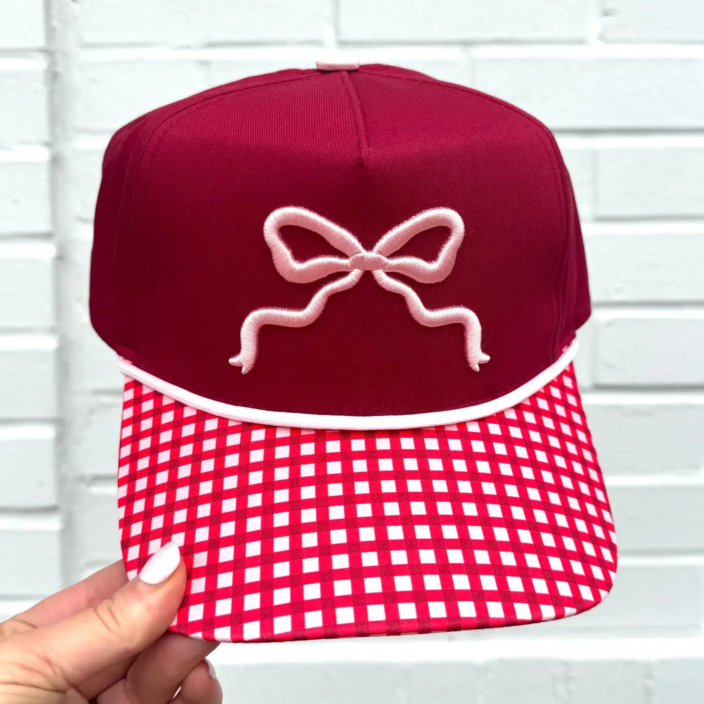 Gingham Bow Trucker Hat