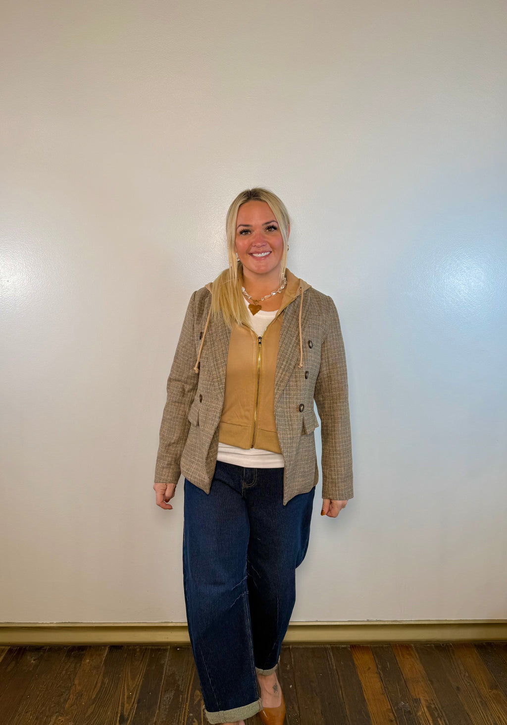 Herringbone Hoodie Blazer