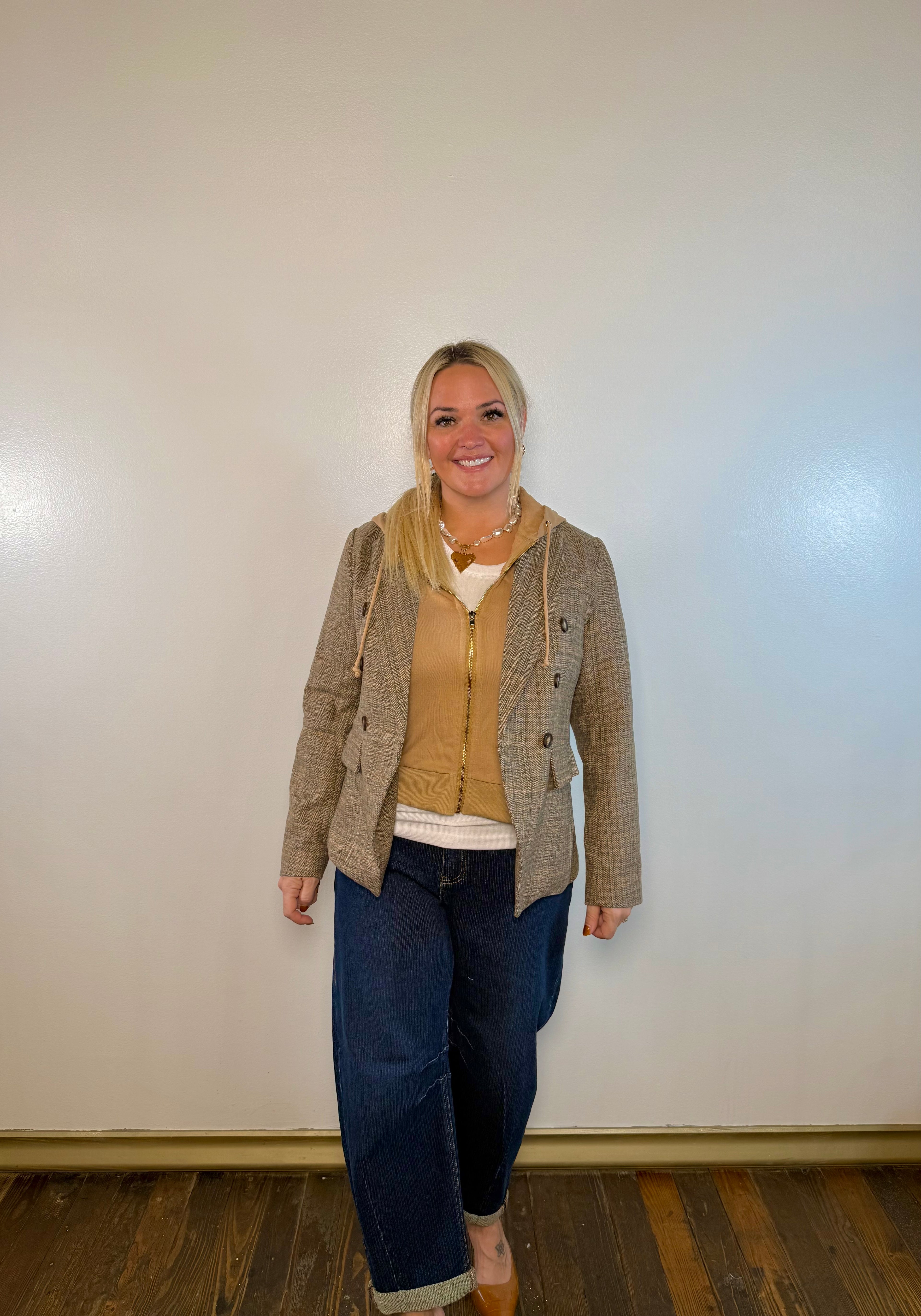 Herringbone Hoodie Blazer