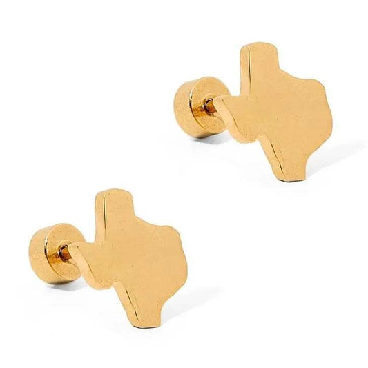 Big Texas Gold Screwback Stud Earrings