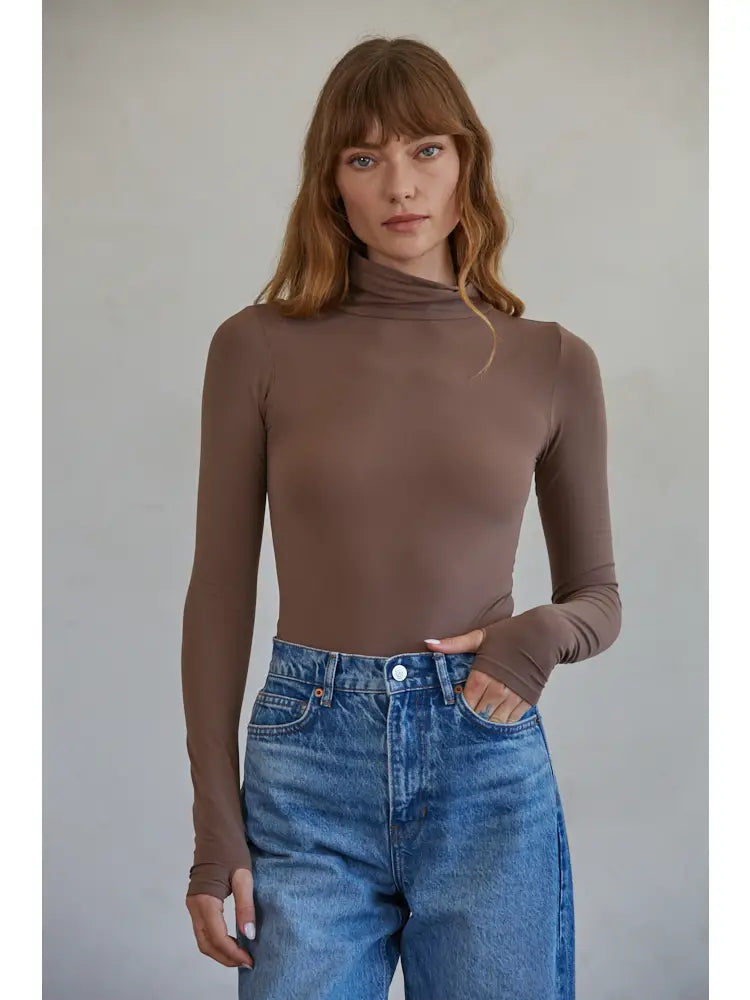 Knit Seamless Turtle Neck Long Sleeve Turtle Neck