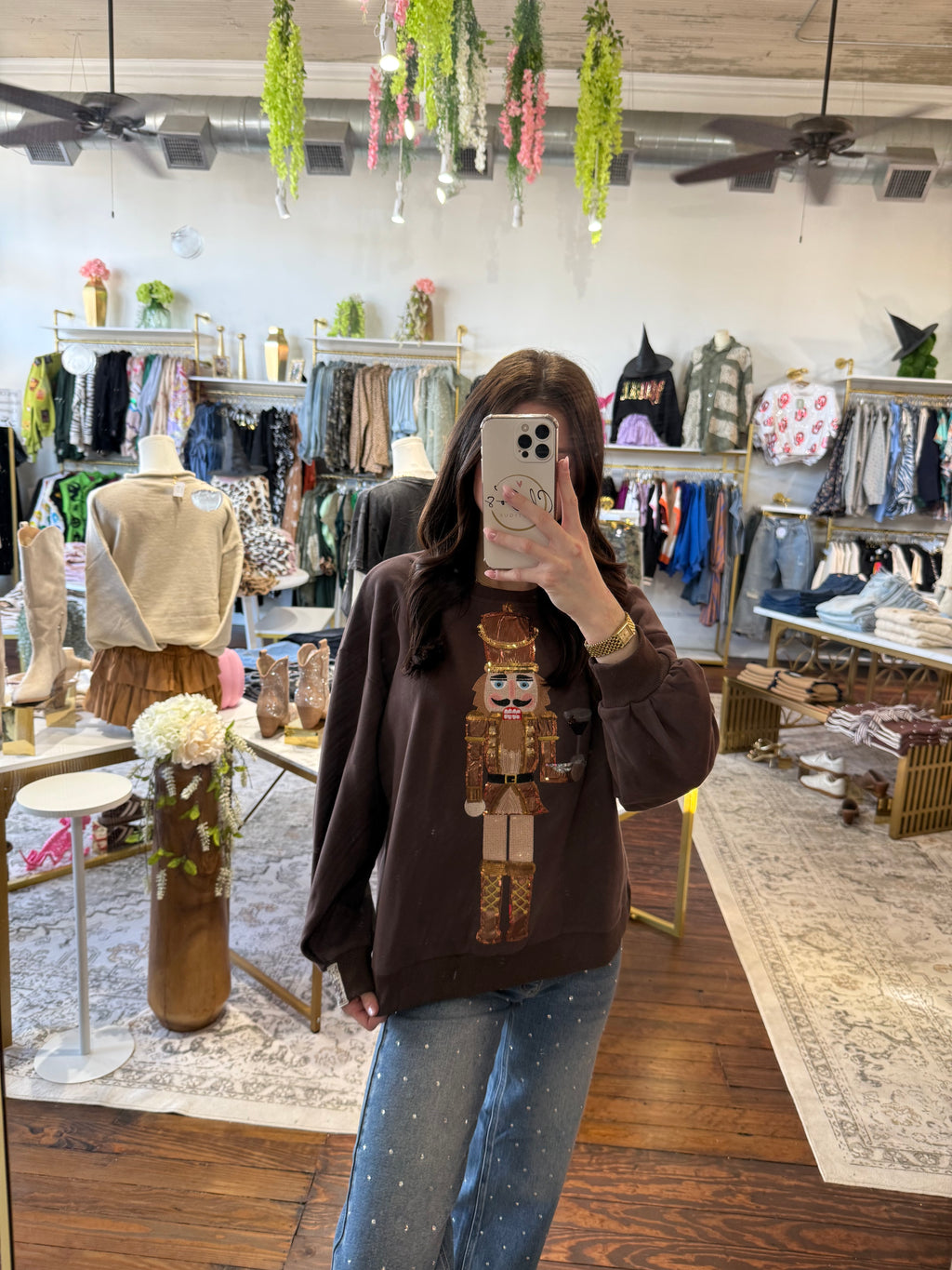 Brown Espresso Martini Serving Nutcracker Sweatshirt | Queen of Sparkles