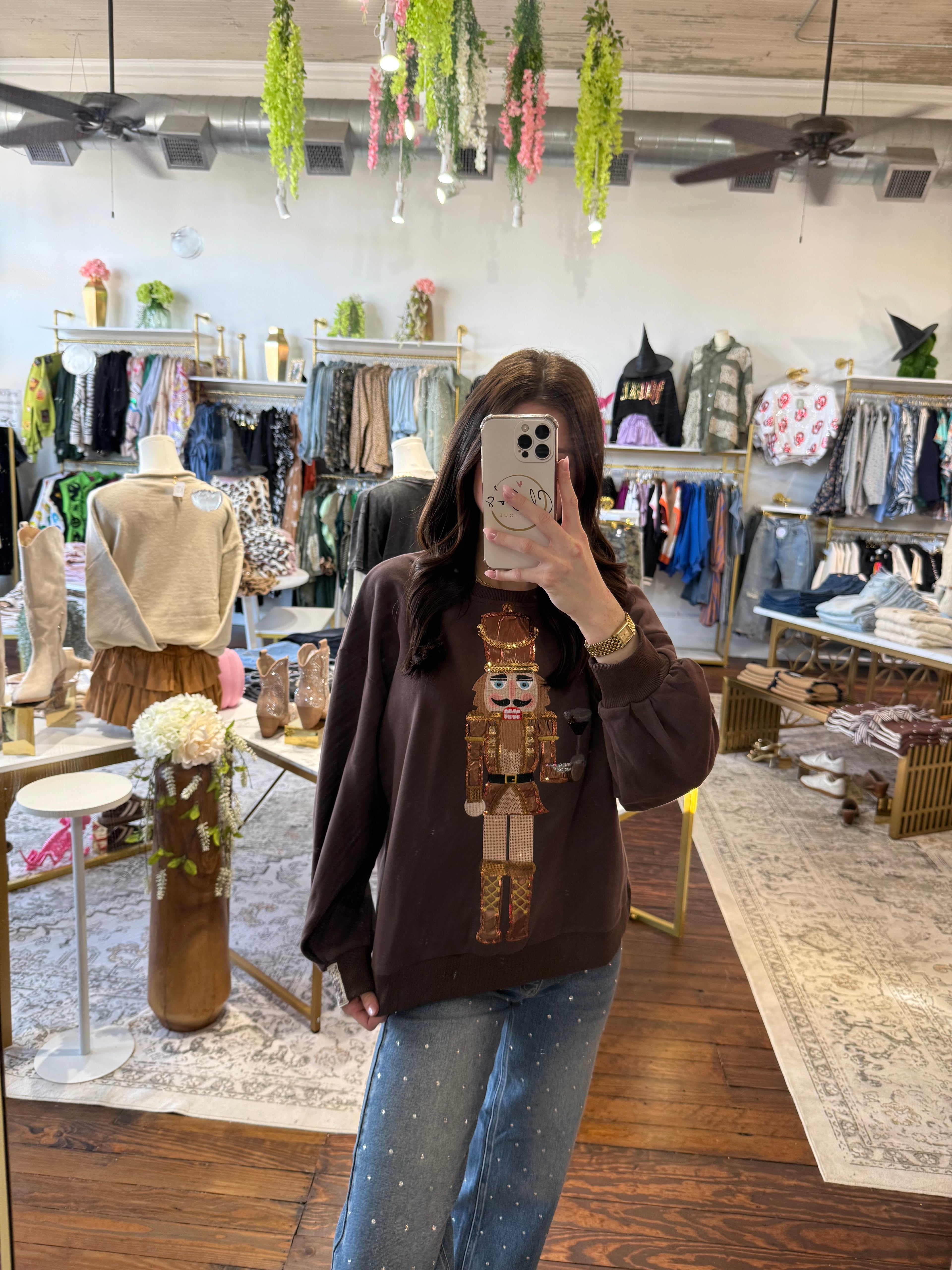 Brown Espresso Martini Serving Nutcracker Sweatshirt | Queen of Sparkles
