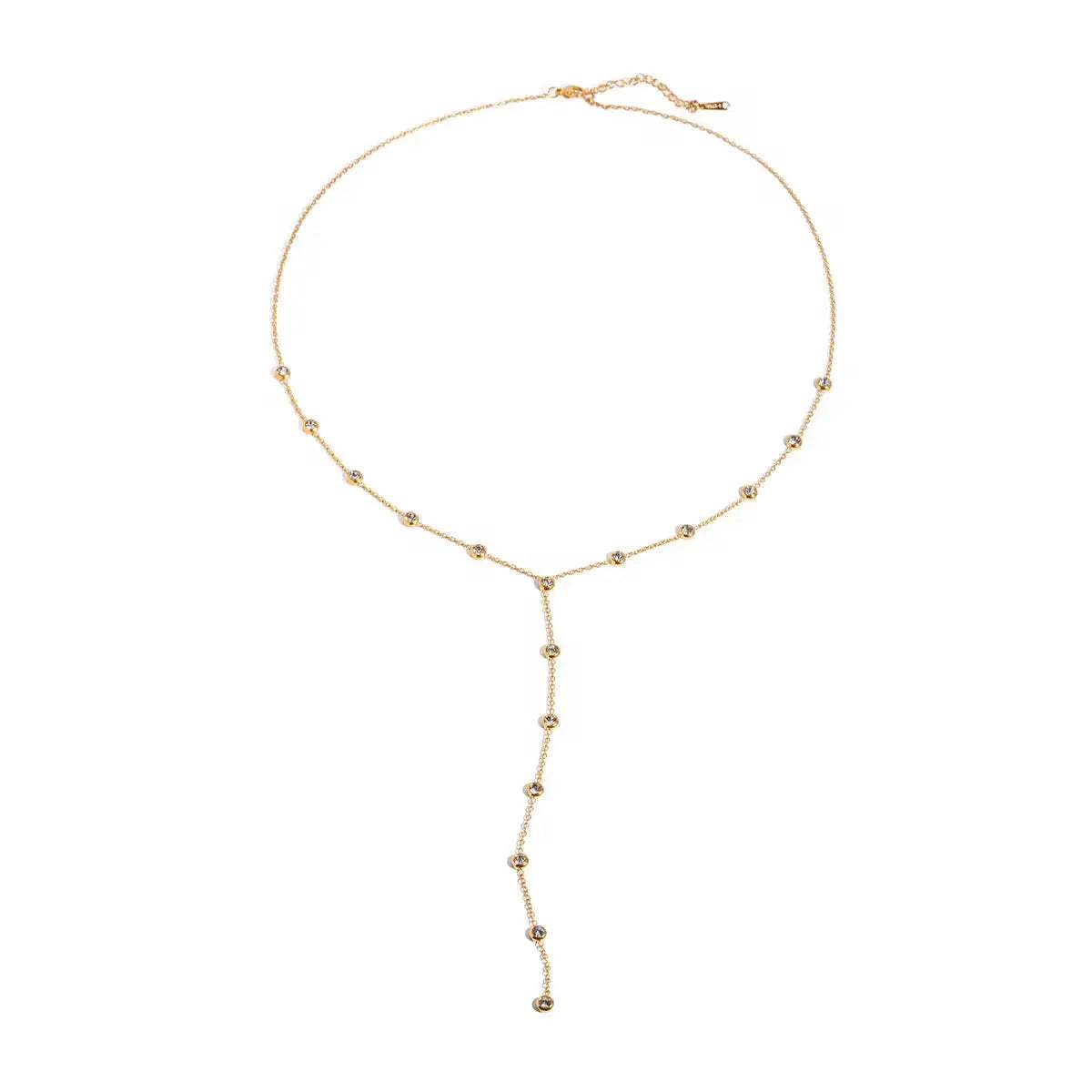 Bezel Drop Lariat Necklace | Water Resistant