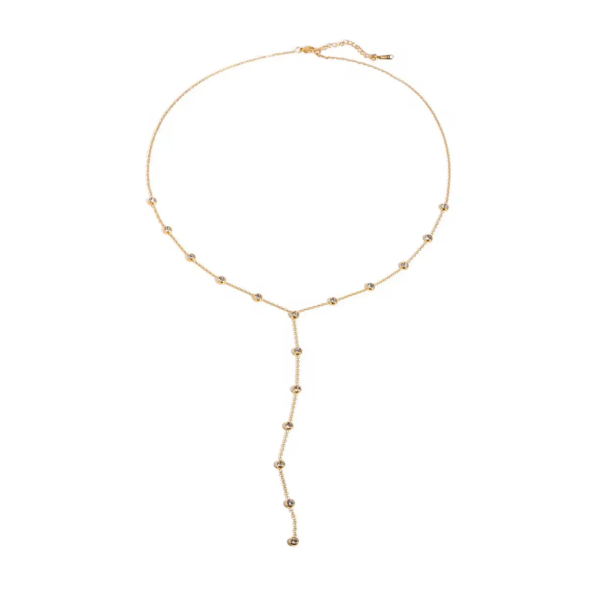 Bezel Drop Lariat Necklace | Water Resistant