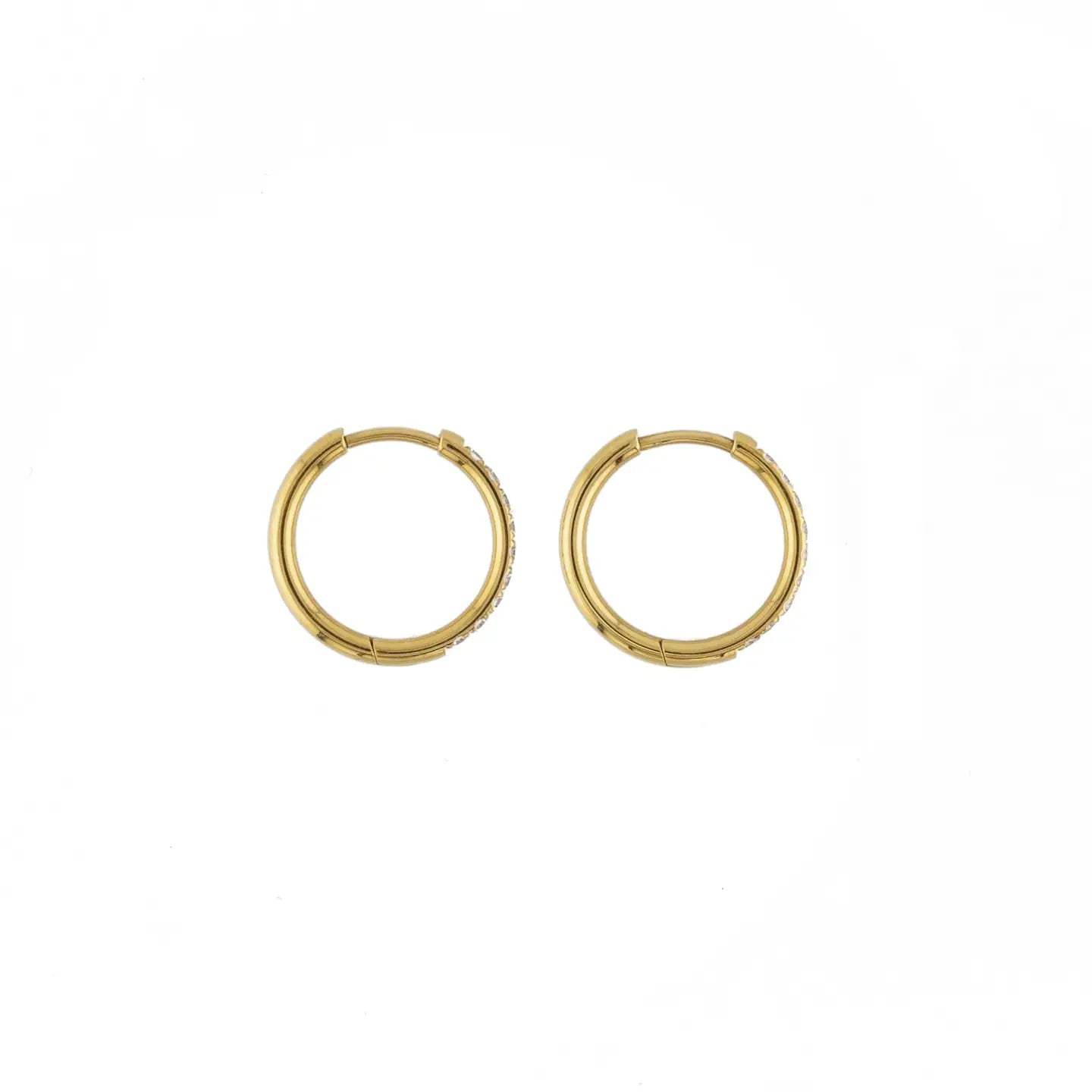 18mm Gold Diamond Hoop Earrings