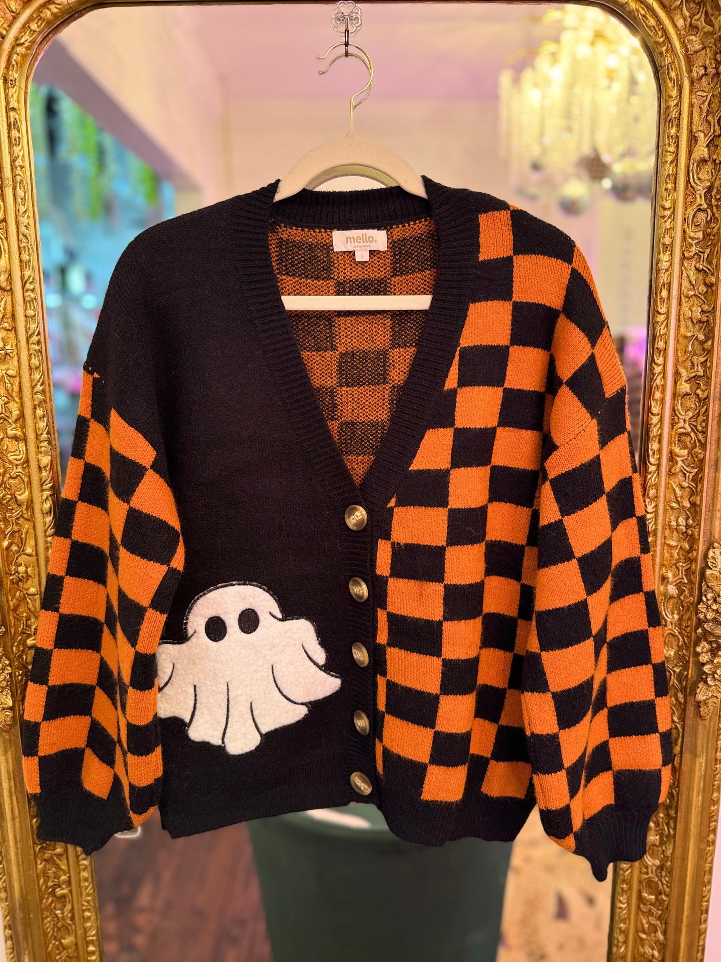 Wicked Chic Checkerboard Halloween Cardigan