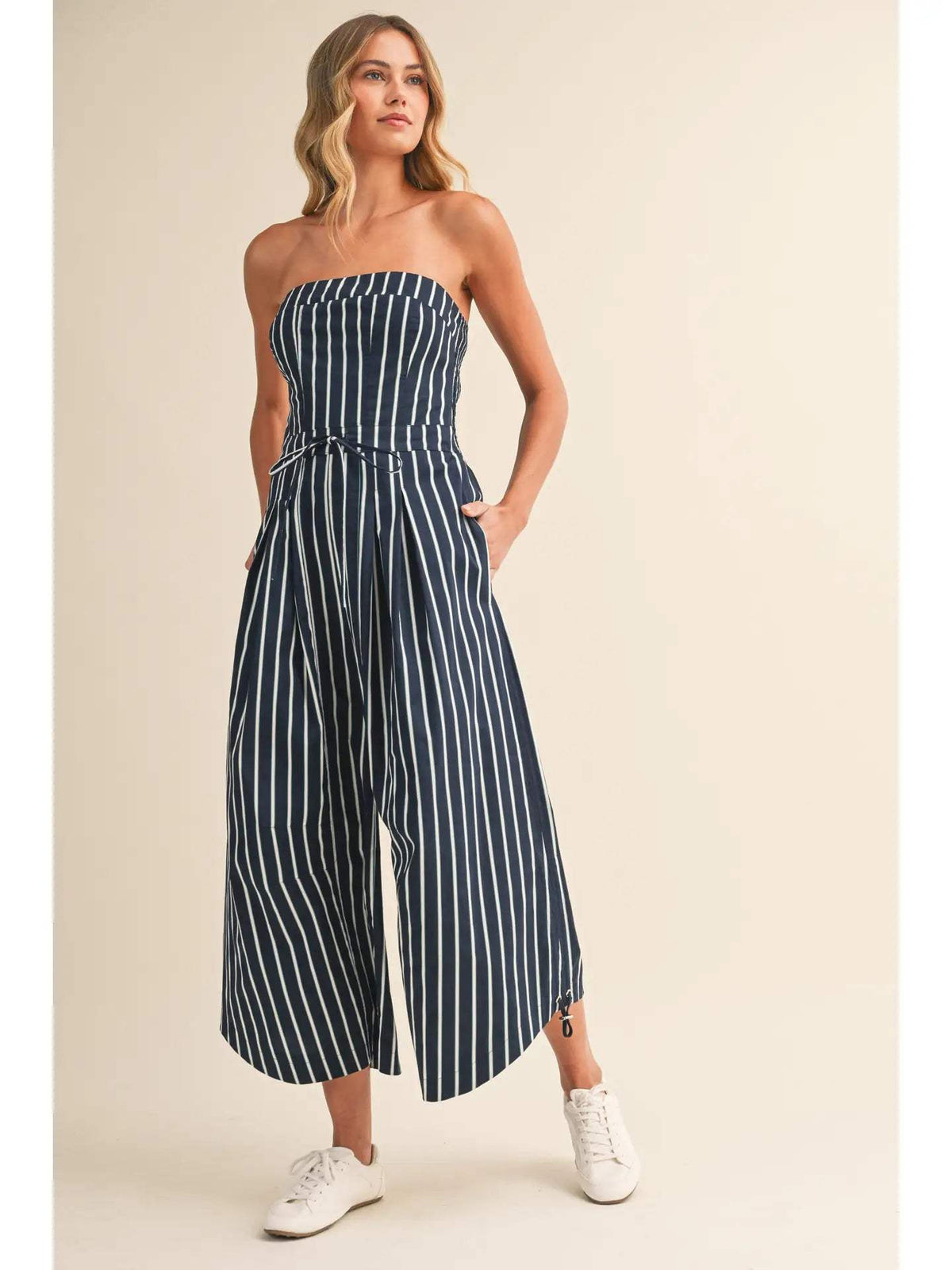 Shore Break Strapless Stripe Wide-Leg Jumpsuit