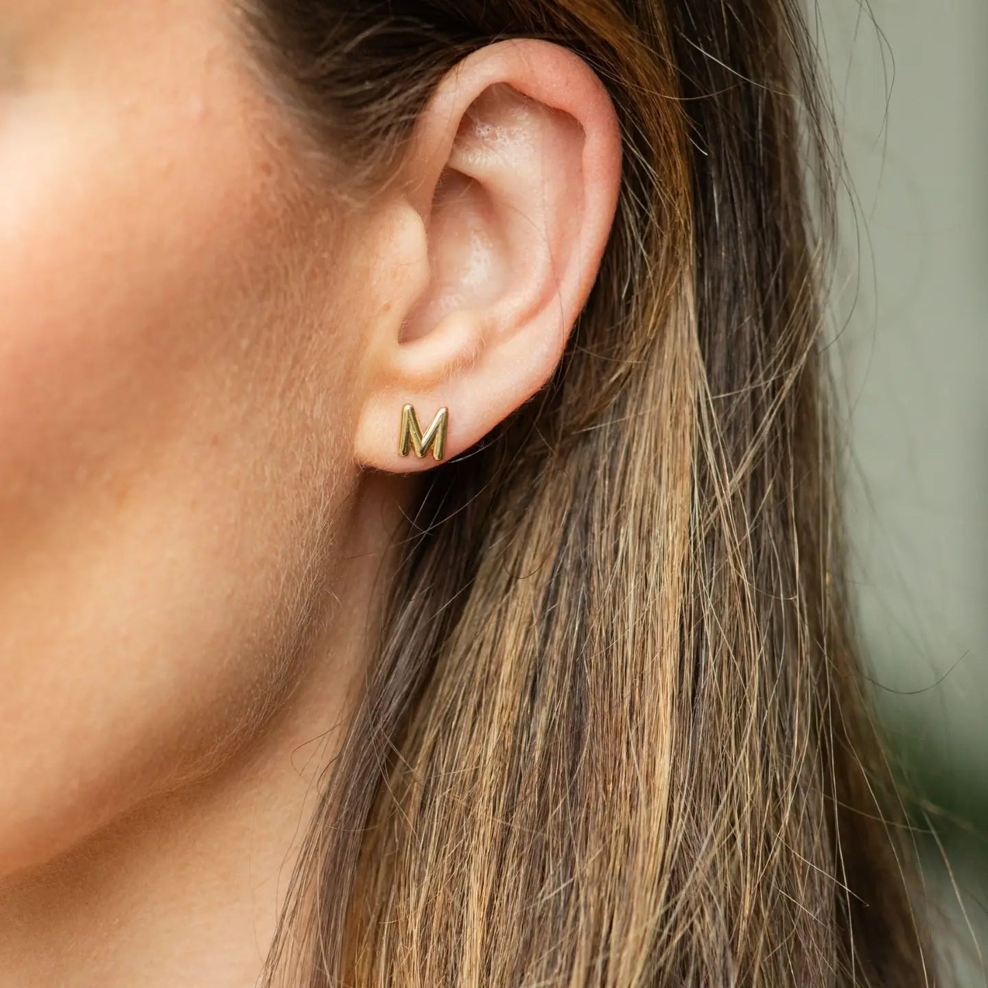 Gold Initial Stud Earrings