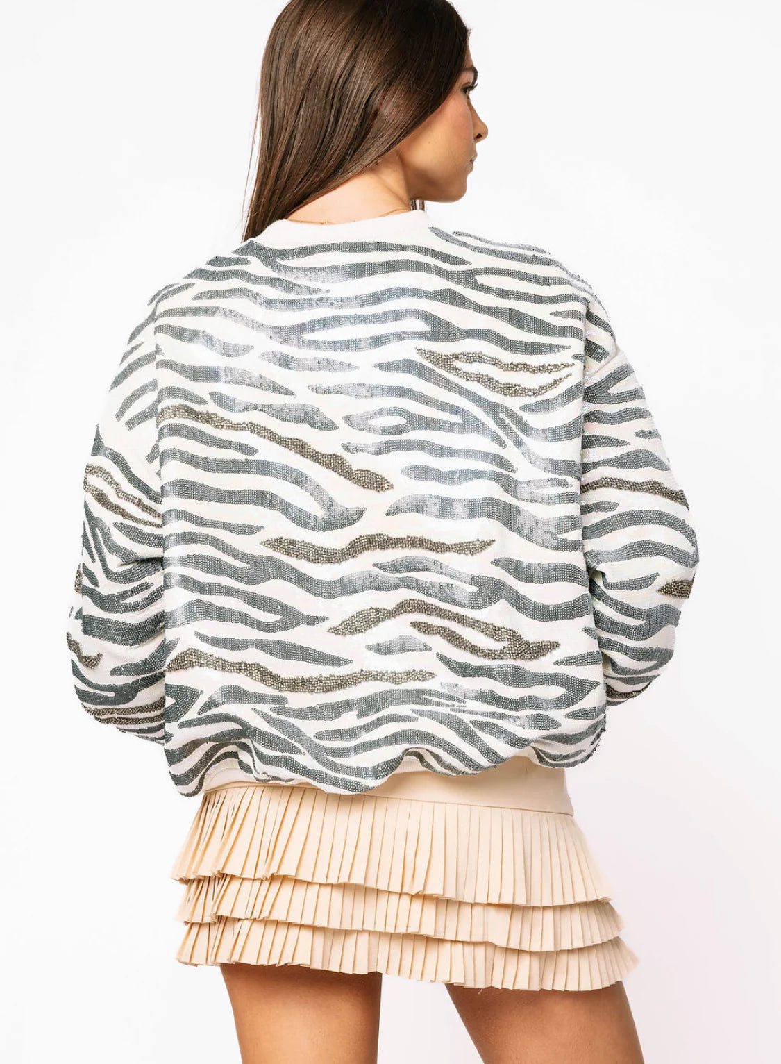 Cream & Black Zebra Print Sweatshirt | Queen of Sparkles