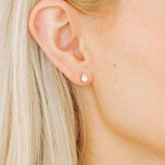Paige Pear Gold Screwback Stud Earrings