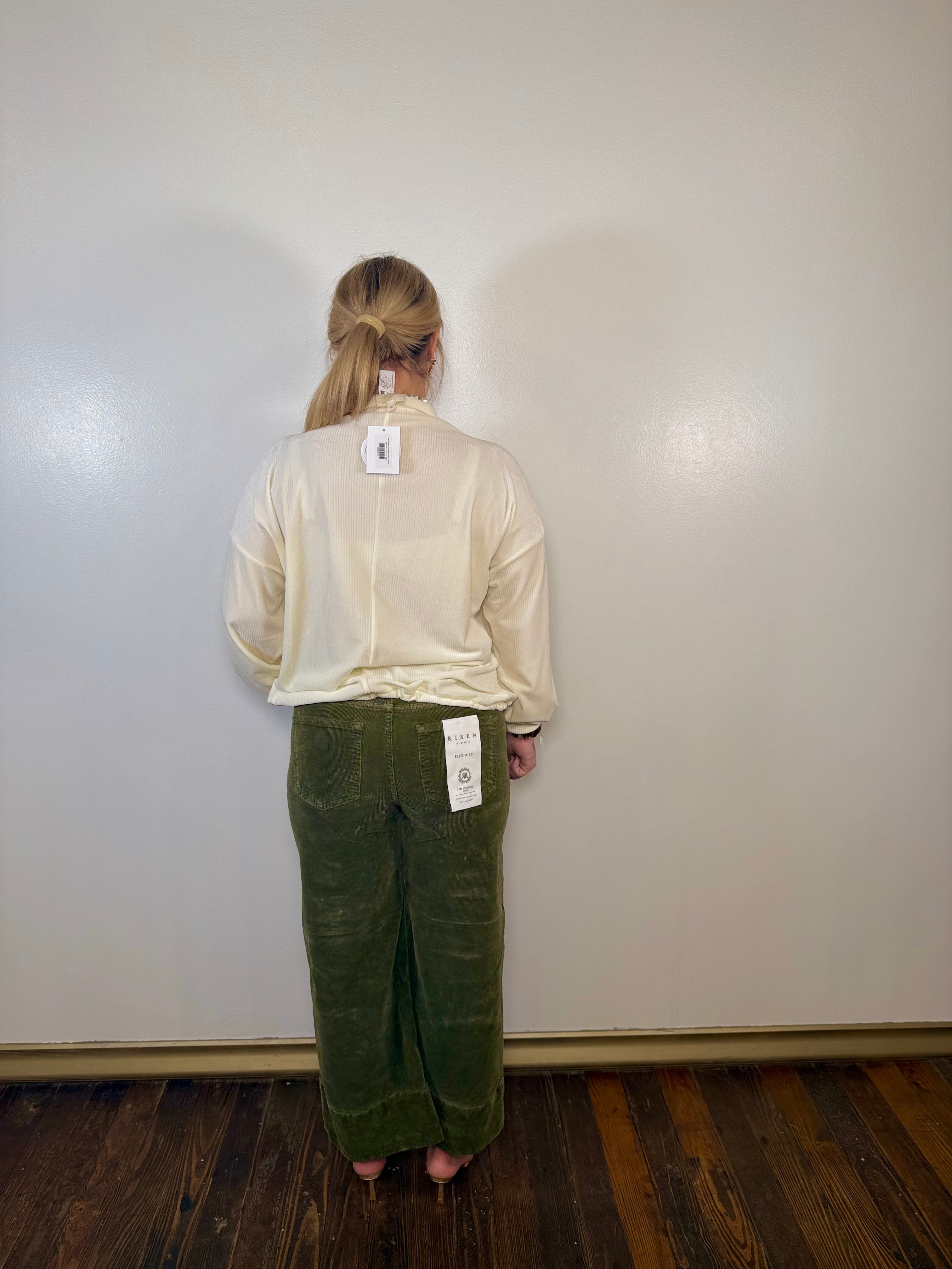 Ren Ribbed Drawstring Hem Pullover