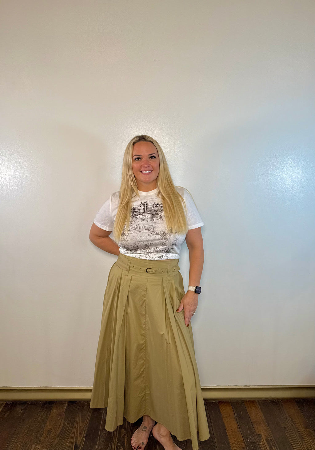 Wheat Field Pleated Midi Skirt