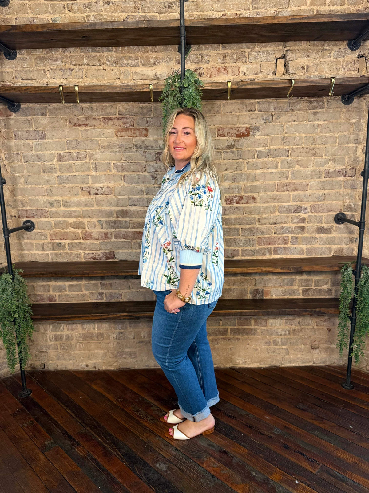 PLUS SIZE | Taylor Rae Floral Stripe Blouse