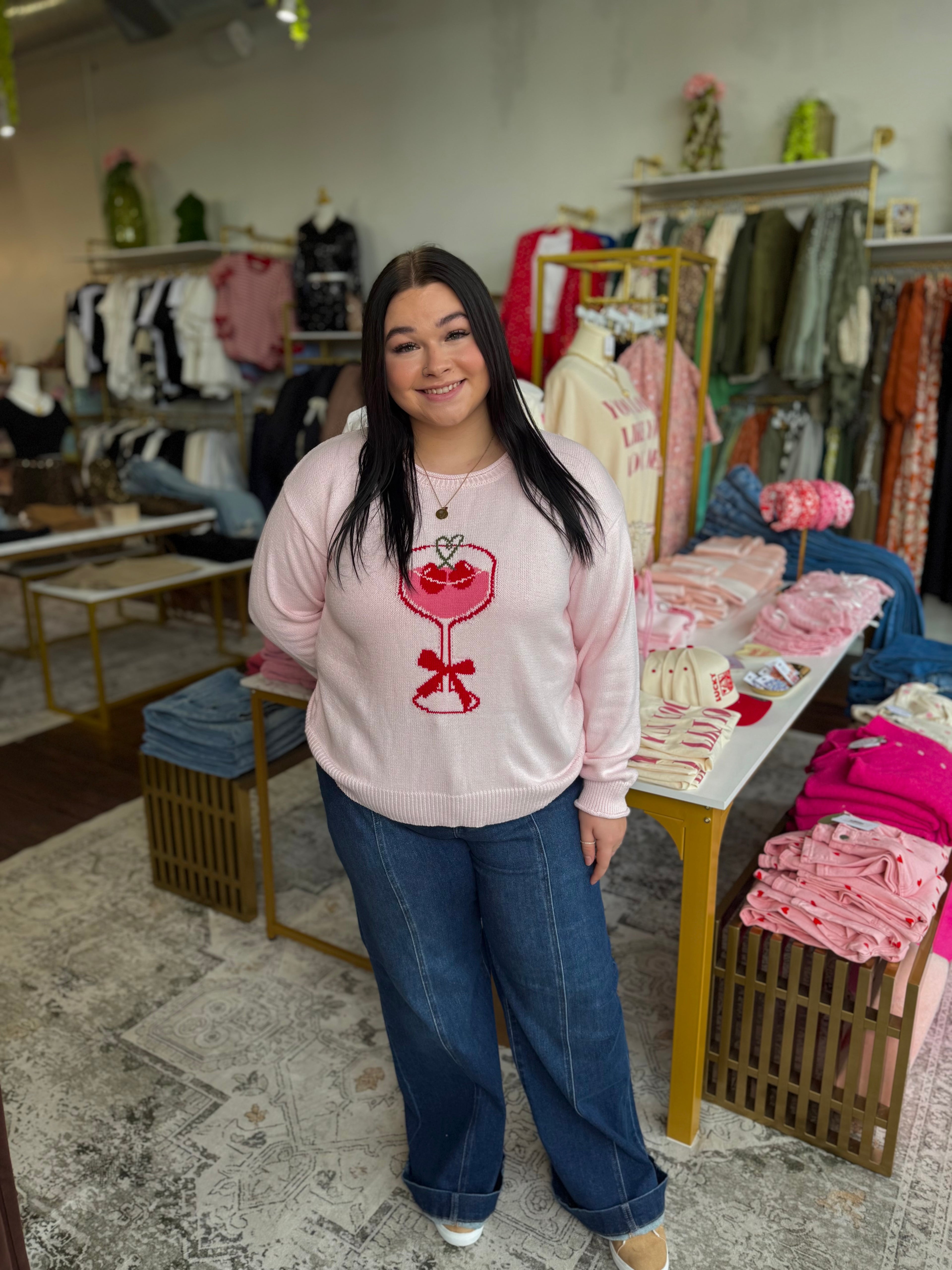 Cherry Heart Martini Sweater