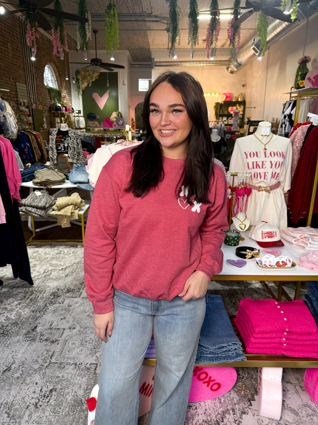 Heather Red XOXO Sweatshirt | PLUS SIZE AVAILABLE