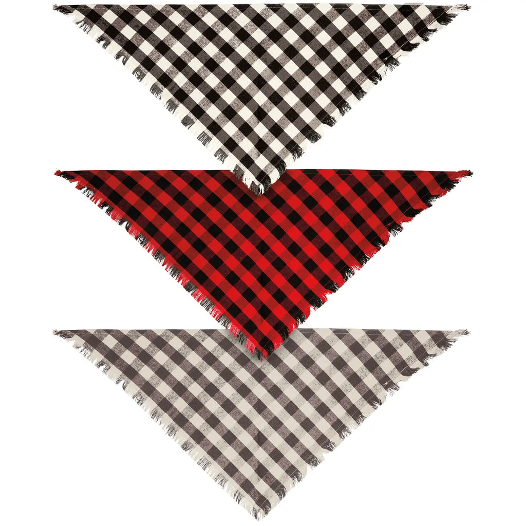 Christmas Plaid Dog Bandanas | Set of 3
