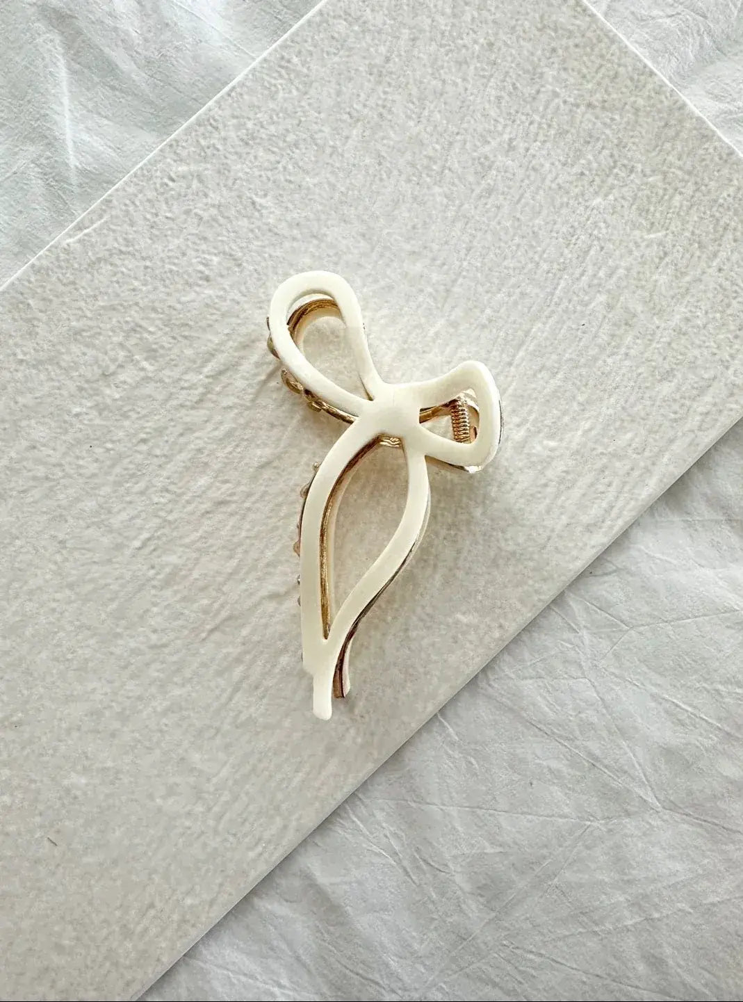 Elegant Gold-Trim Bow Hair Clip