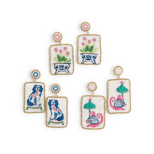 Lucky Tile Mahjong Statement Earrings