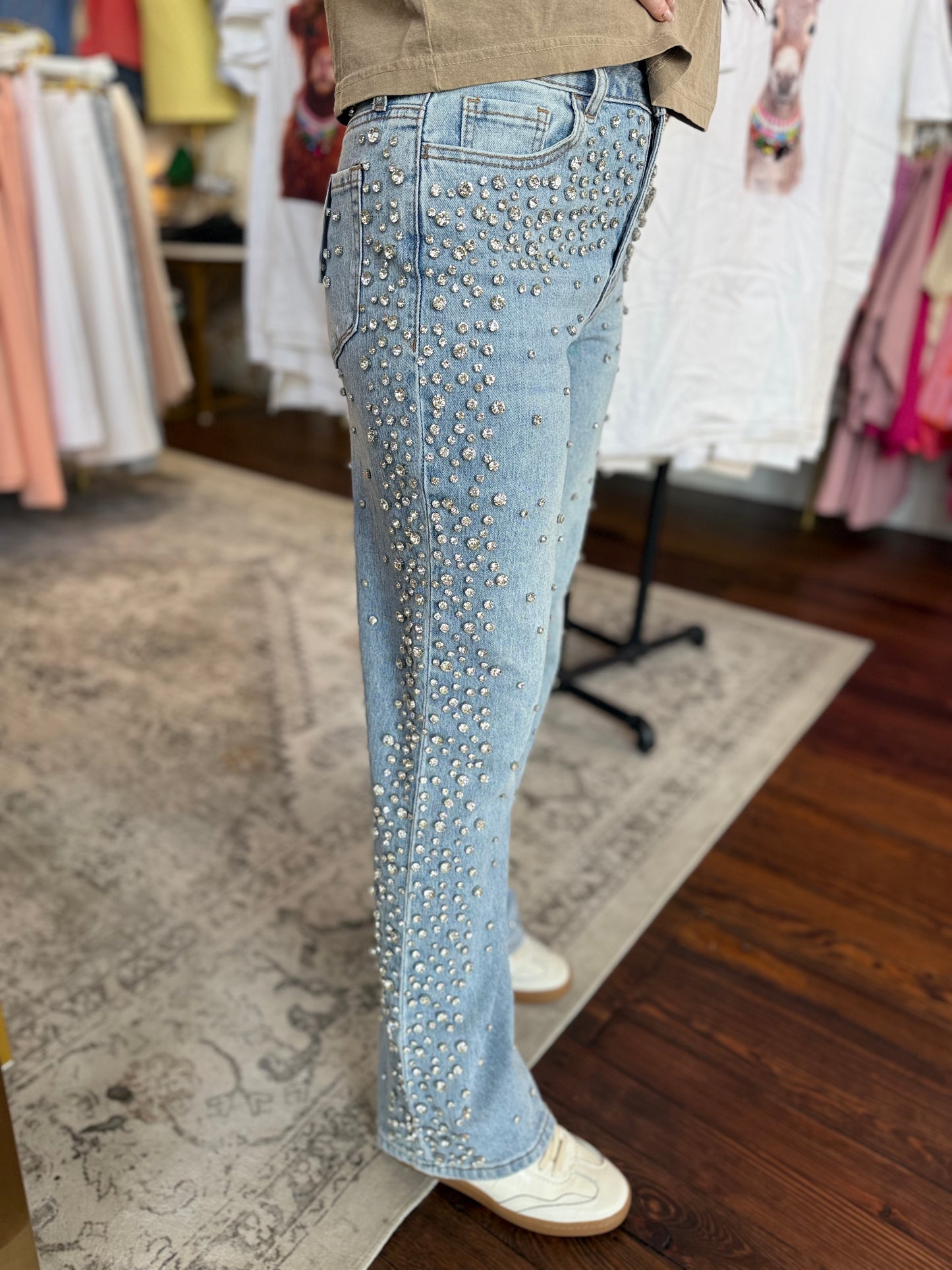 Glam Girl Embellished Wide Leg Jeans