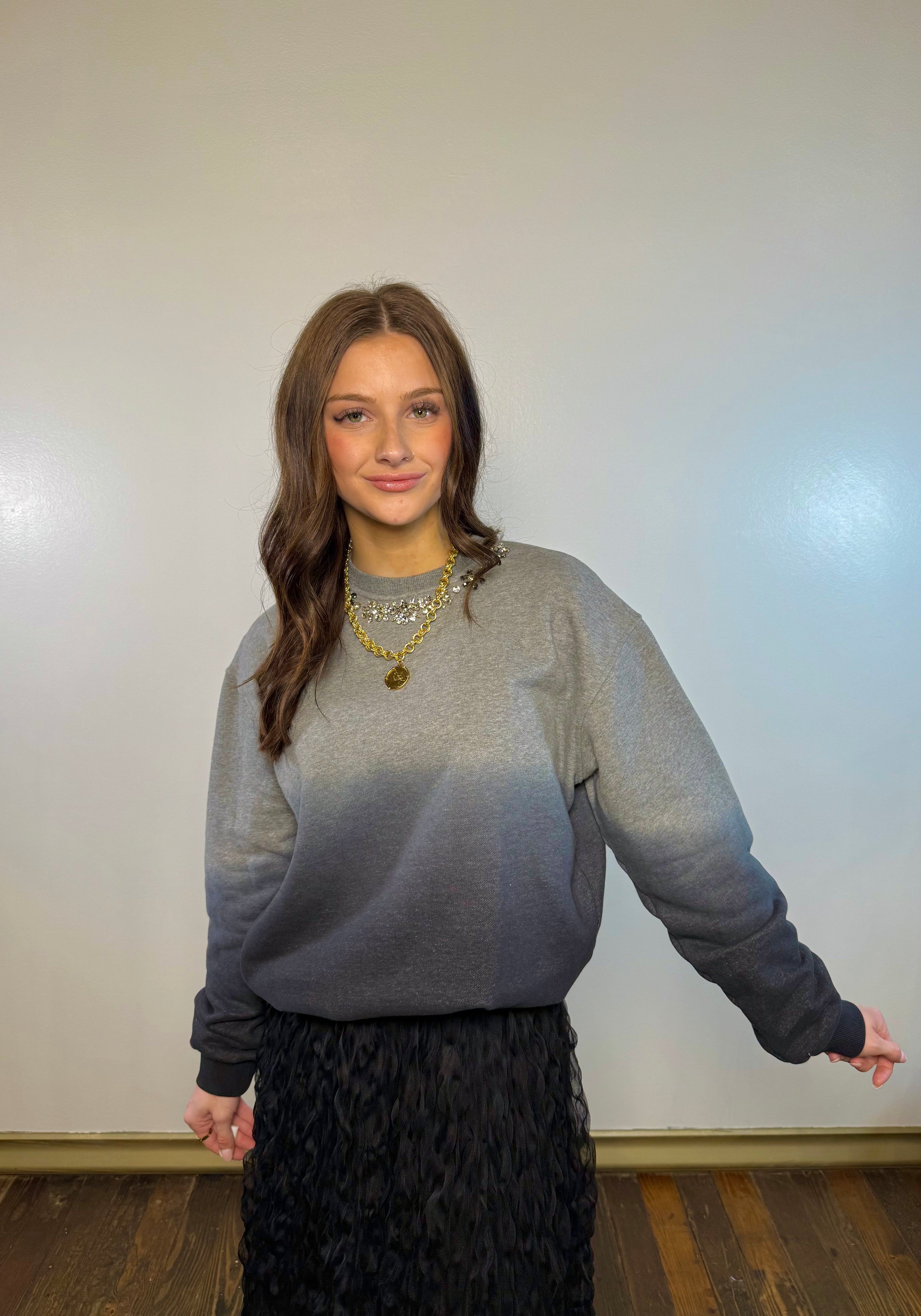 Mina Ombre Rhinestone Sweatshirt