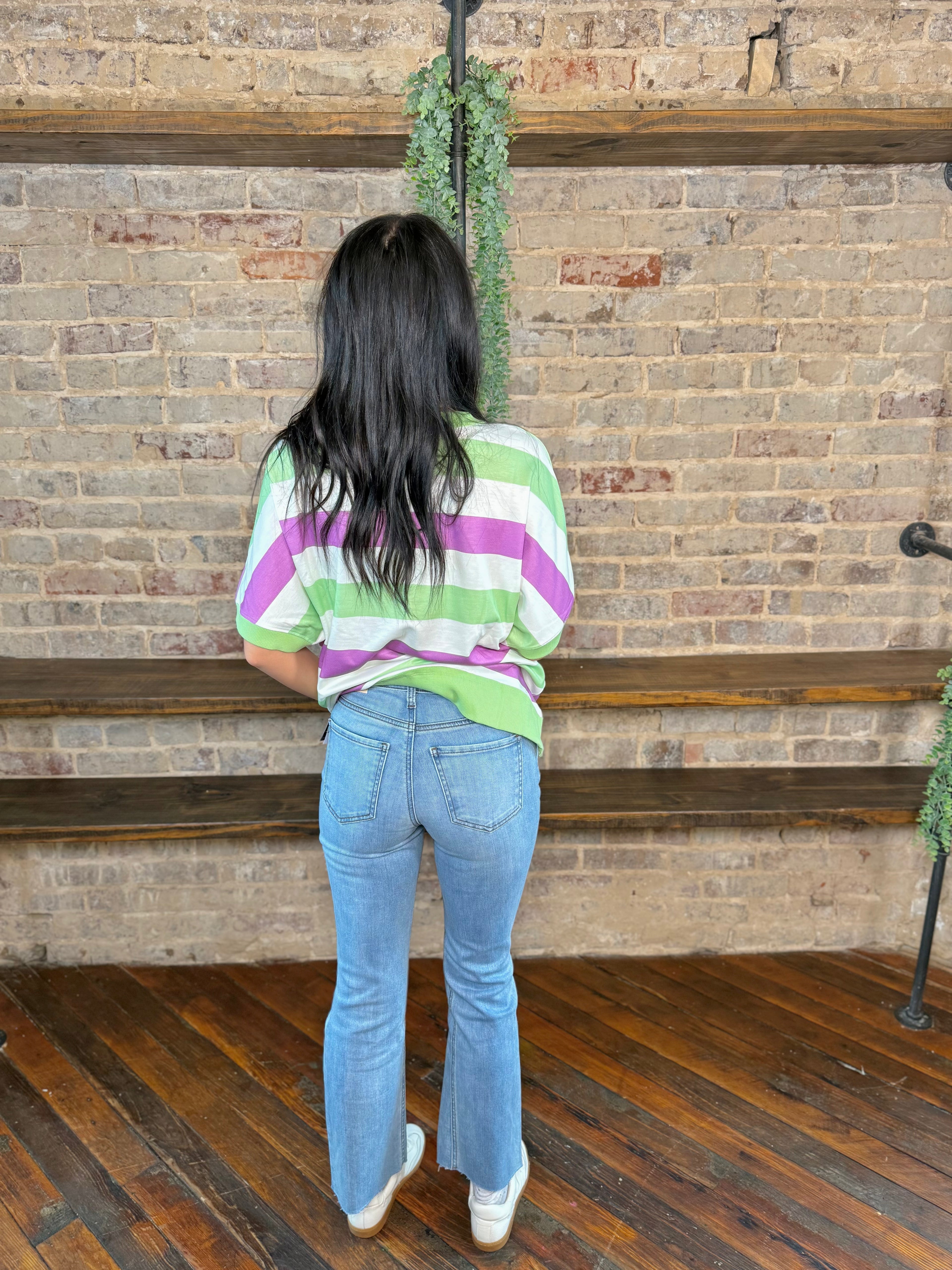 Stripe Lucky Clover Embroidered Graphic Tee