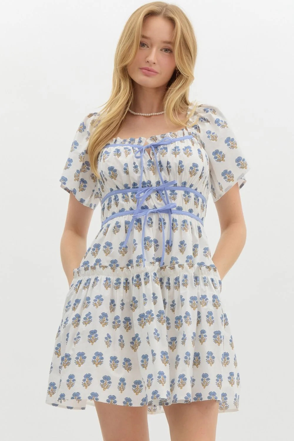 Audrey Tiered Bow Mini Dress