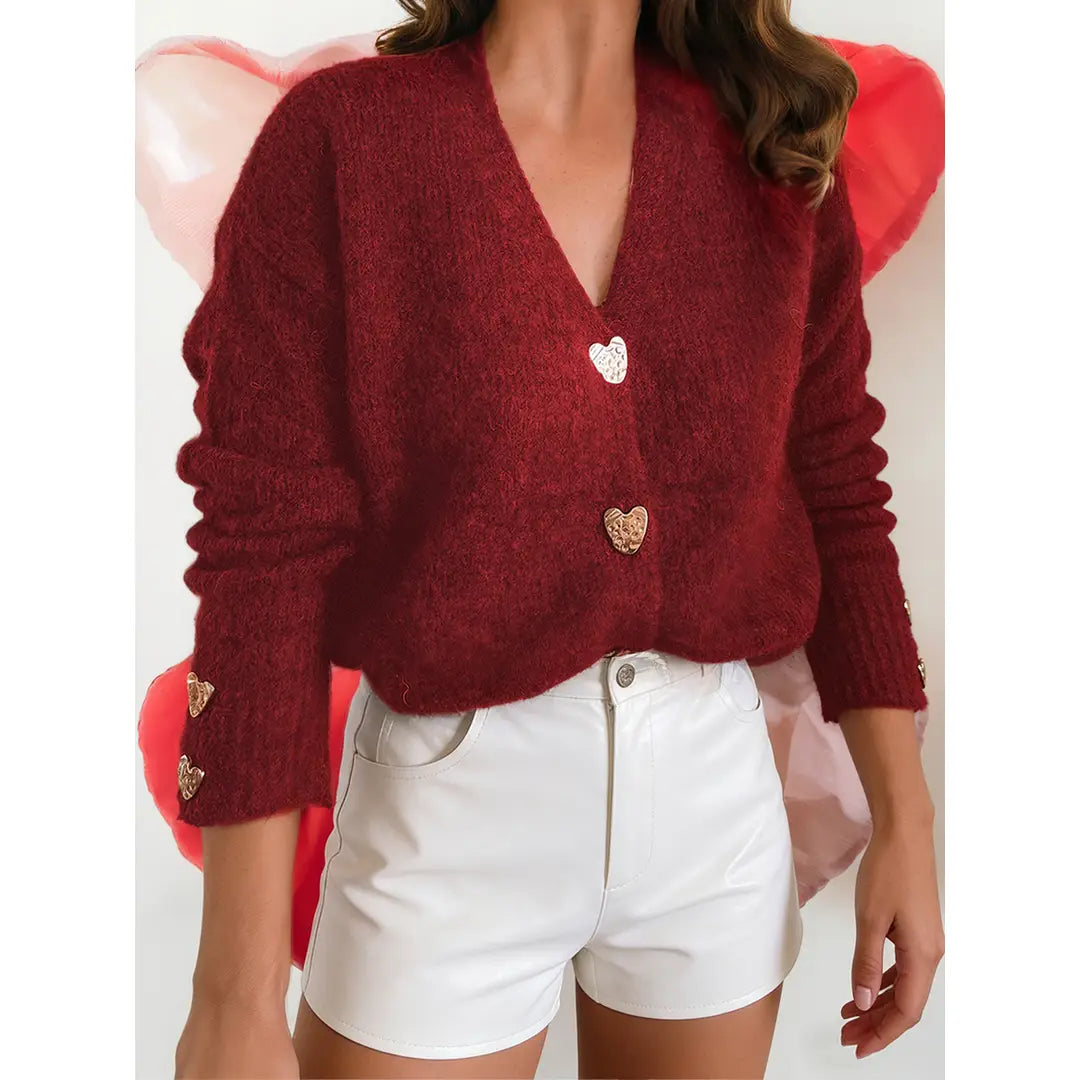 Daisy Heart Button Cardigan