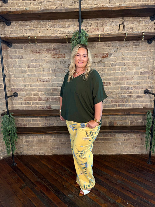 Lindee Floral Soft Stretch Twill Pants | PLUS SIZE AVAILABLE