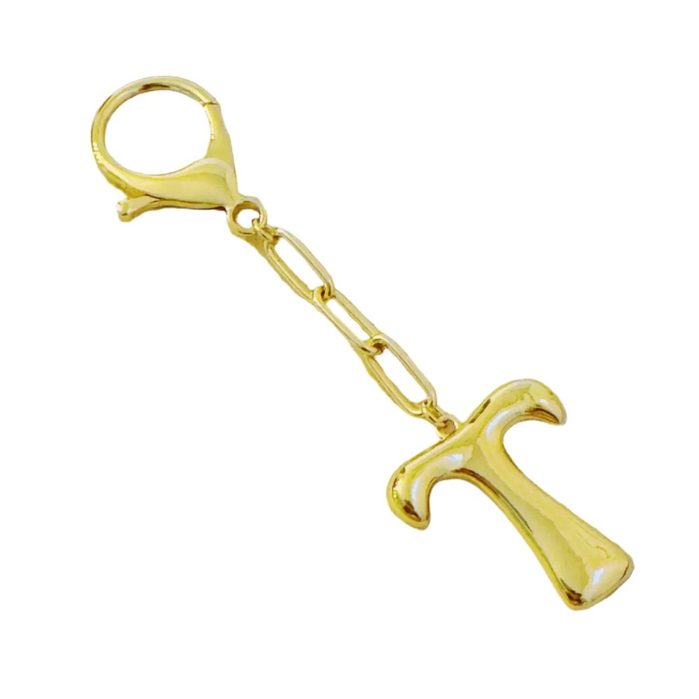 Gold Bubble Initial Purse Charm