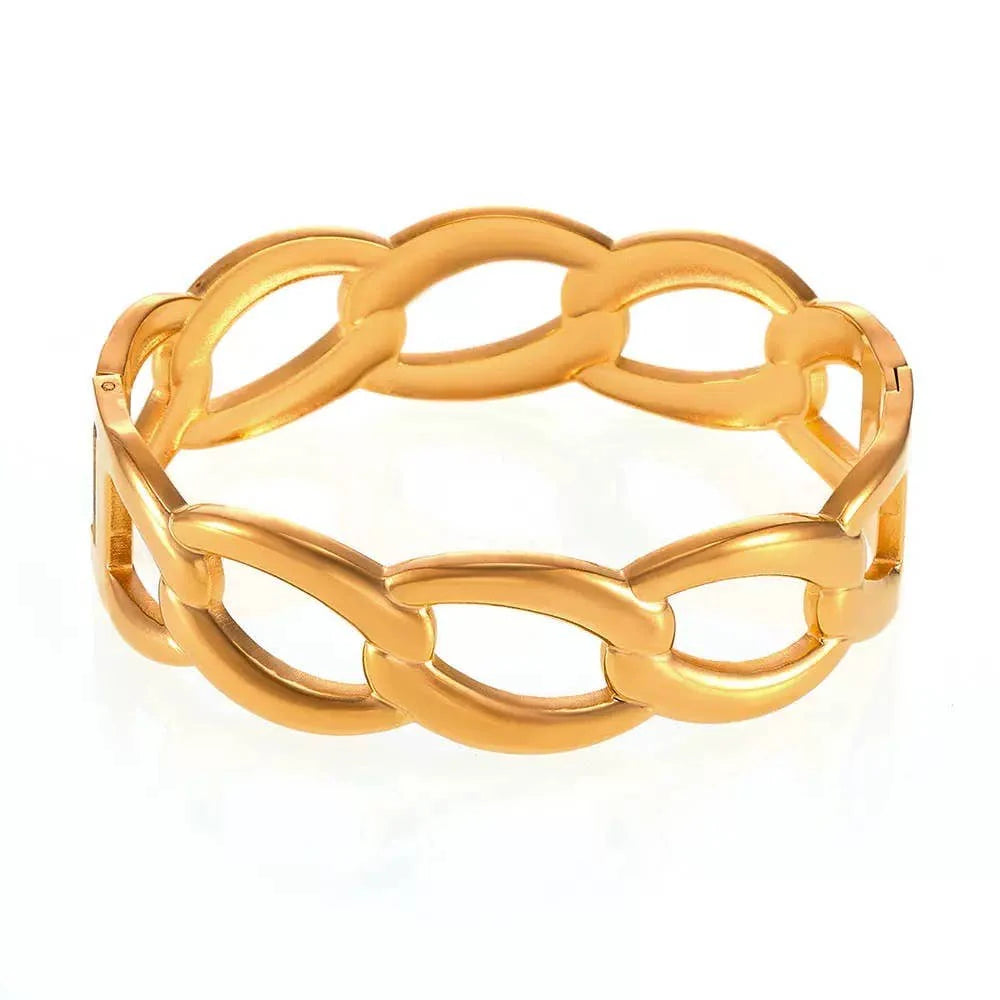 Waterproof Chain Link Cuff Bangle Bracelet