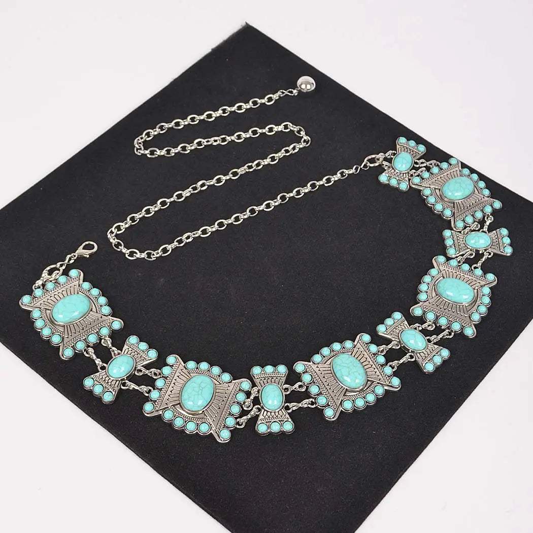 Turquoise Charm Chain Statement Belt