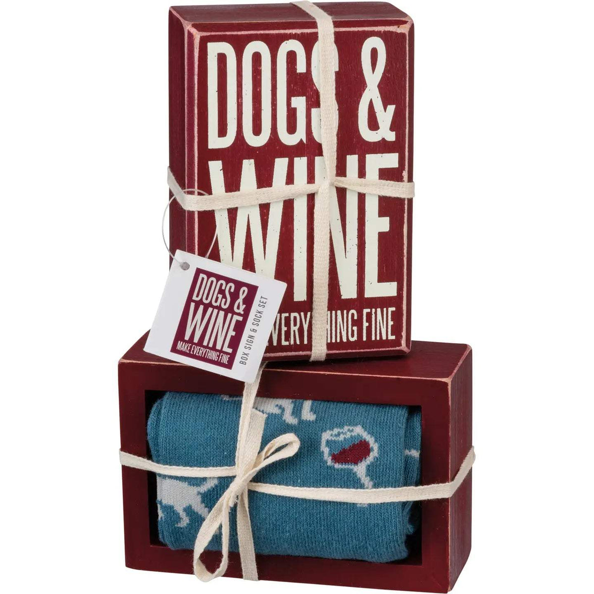 Dogs & Wine Sign & Sock Set