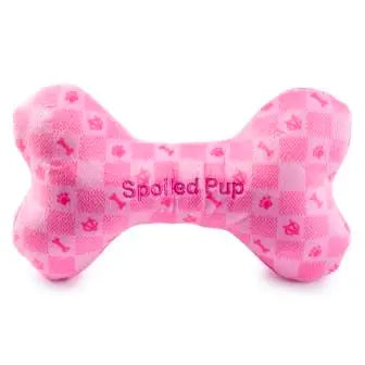 Pink Checker Small Chewy Vuitton Plush Dog Bone