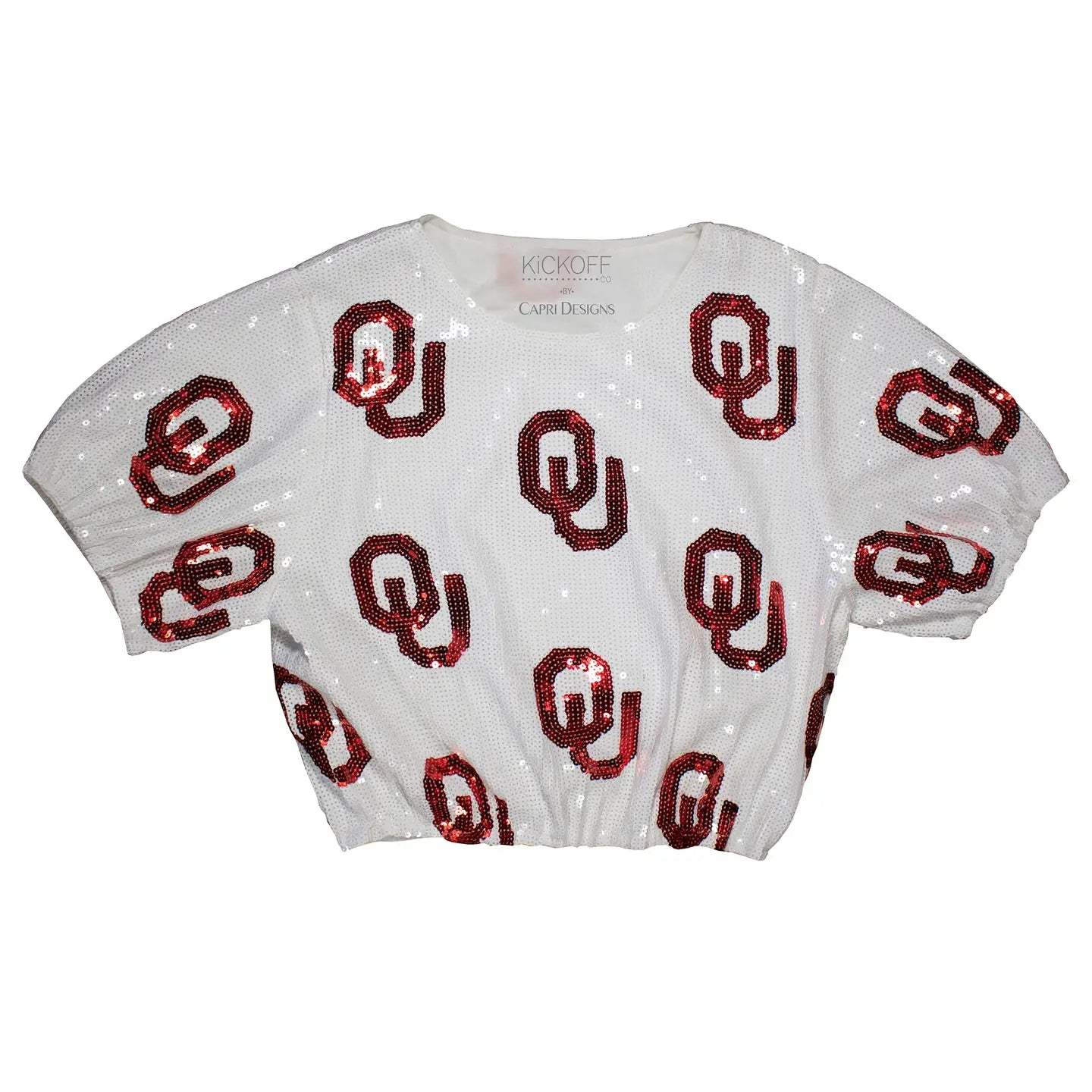 College Logo Sequin Crop Top