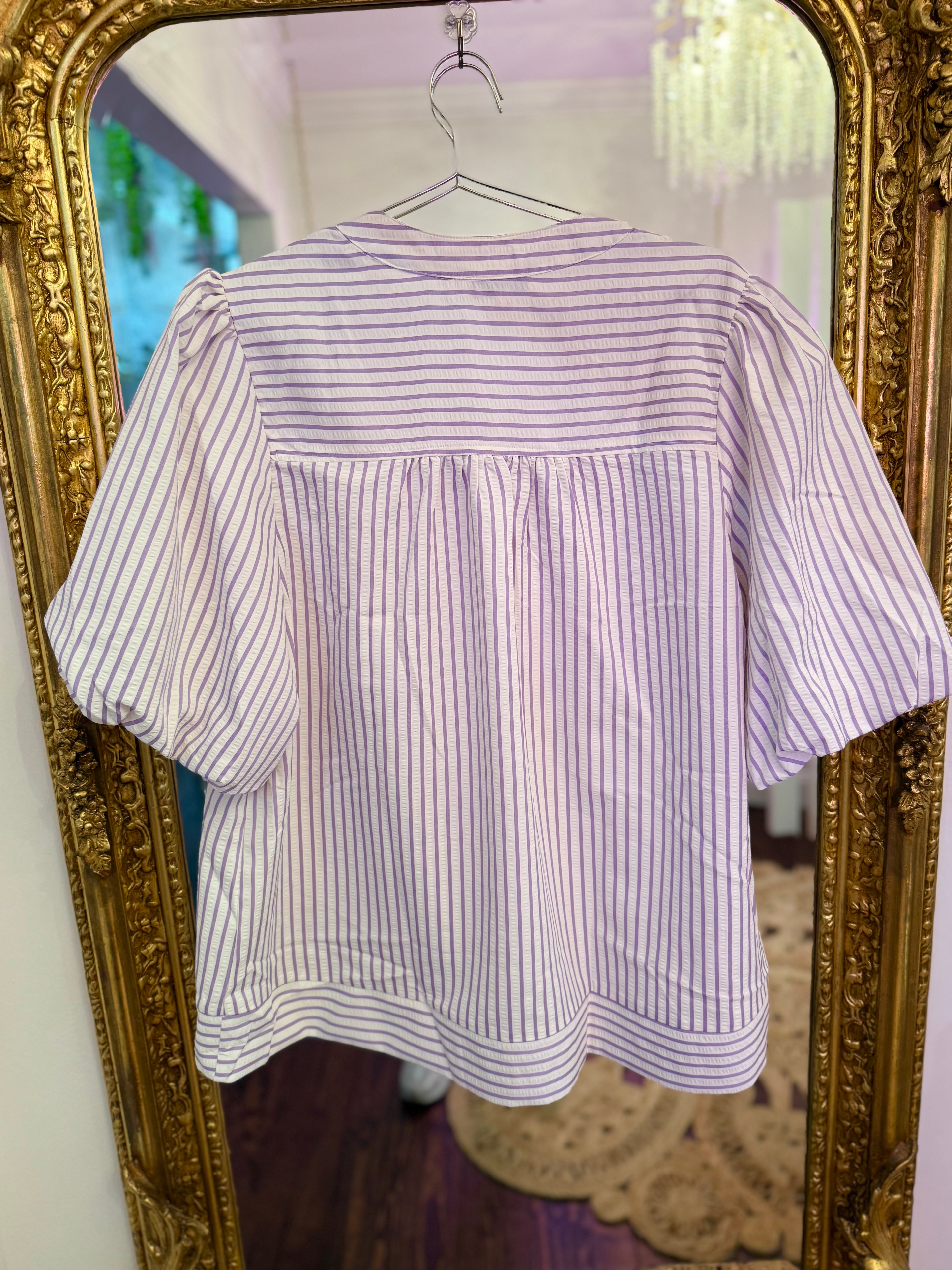 PLUS SIZE | Annabeth Striped Puff Sleeve Top