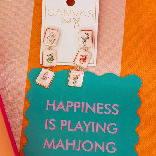 Linked Mahjong Tile Earrings