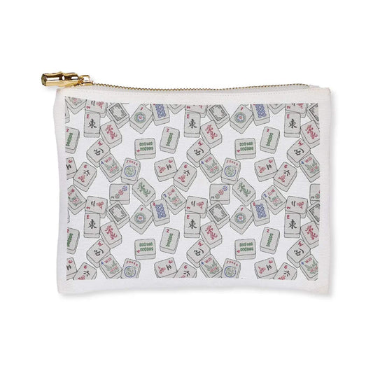 Mahjong Tiles Flat Zip Cosmetic Bag