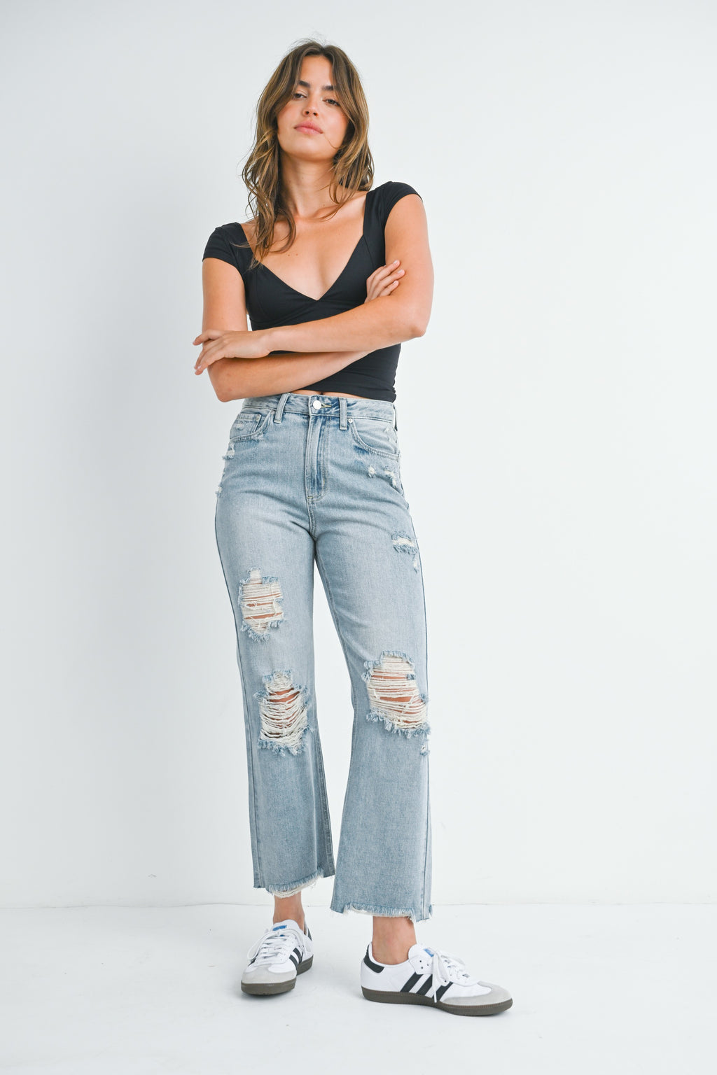 Tessa Distressed Straight Jeans