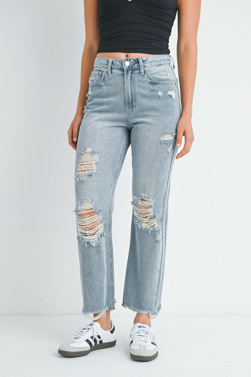 Tessa Distressed Straight Jeans