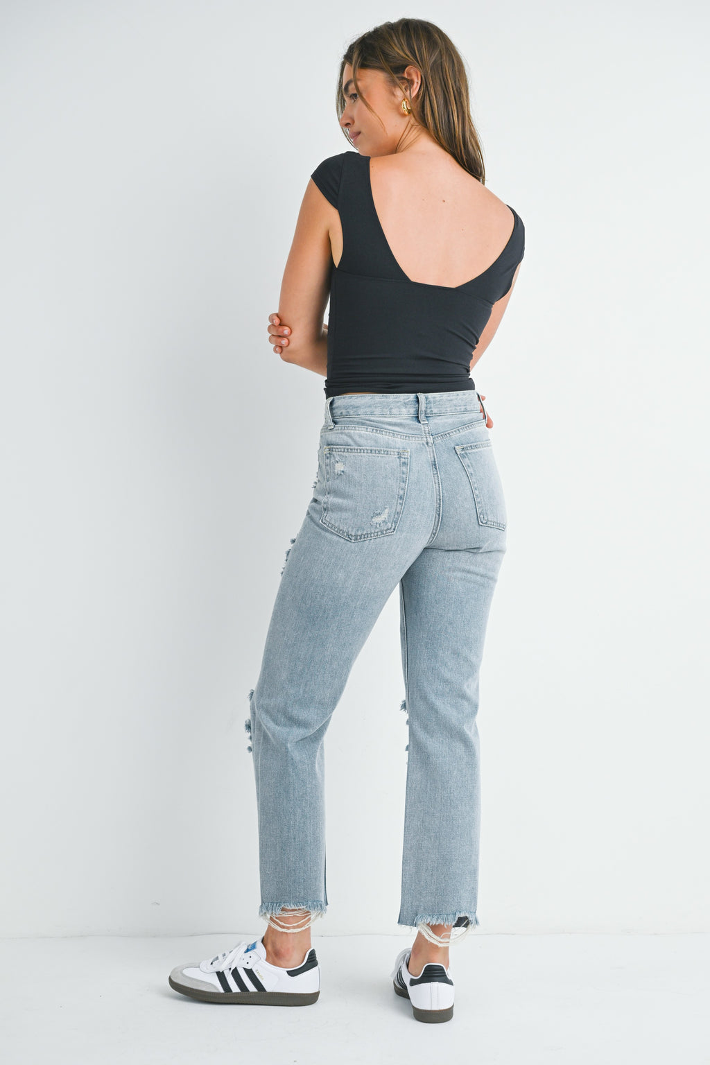 Tessa Distressed Straight Jeans