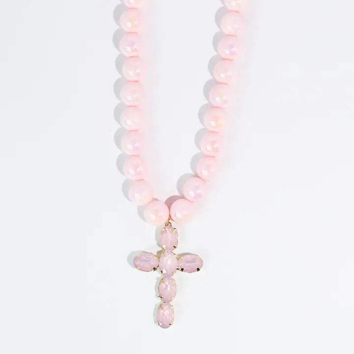 Graceful Faith Pink Cross Necklace