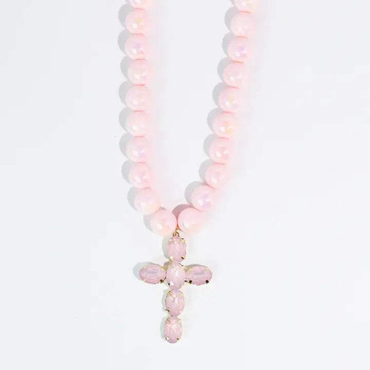 Graceful Faith Pink Cross Necklace