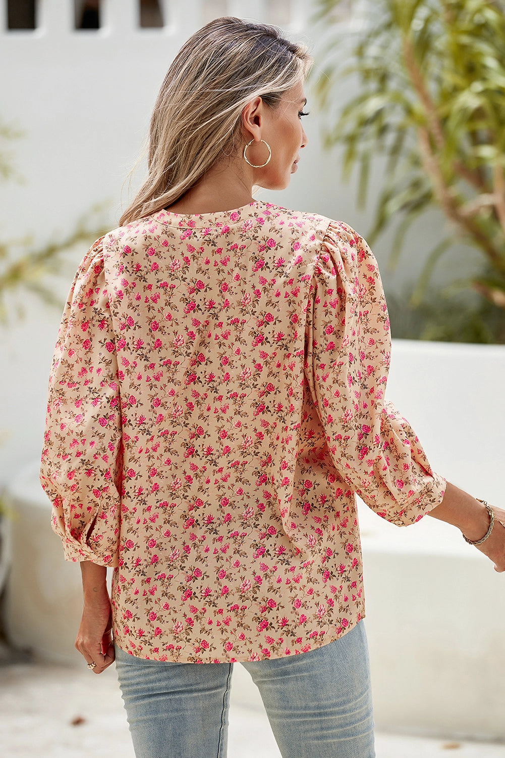 Anastasia Floral Print Bow Top