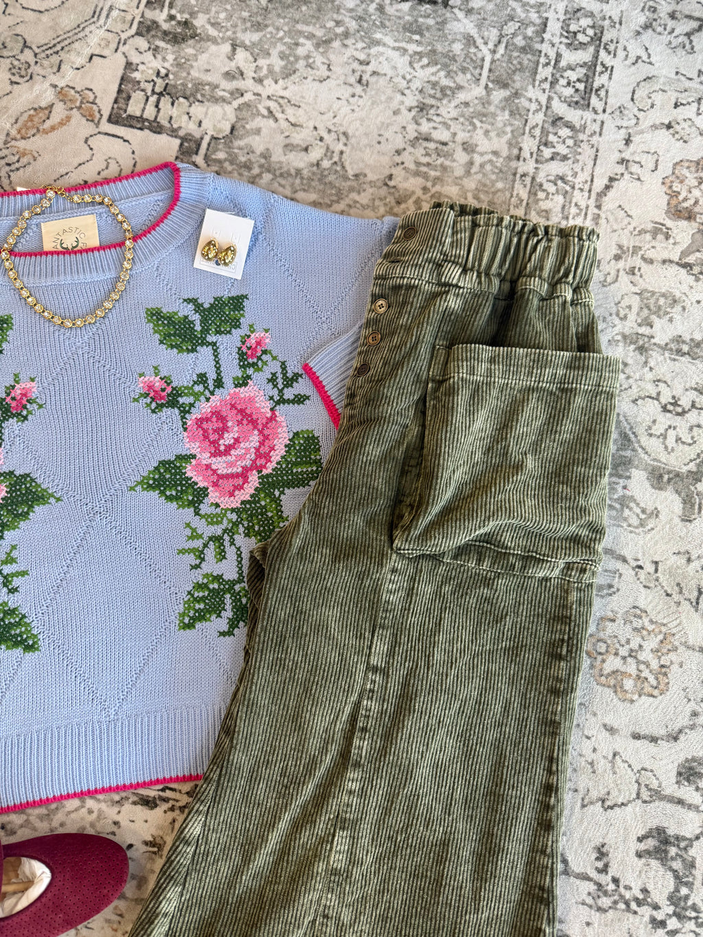 Rustic Rose Jacquard Sweater