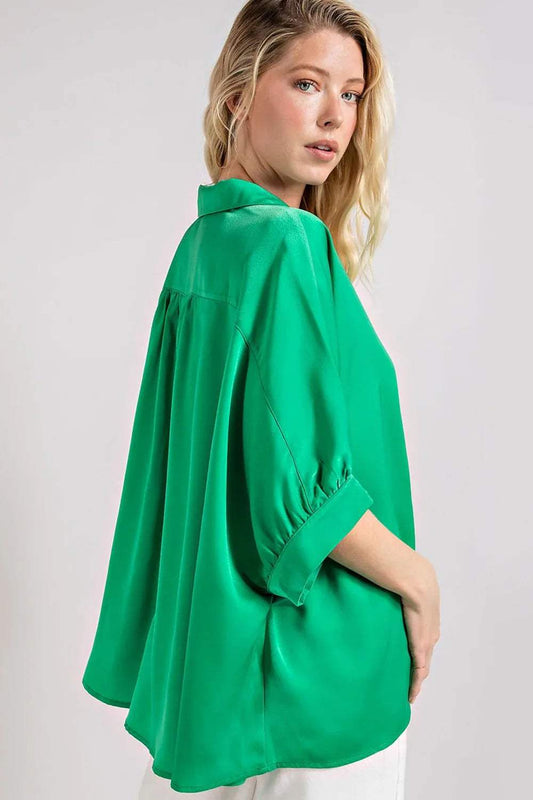 PLUS SIZE | Crystal Button Down Top