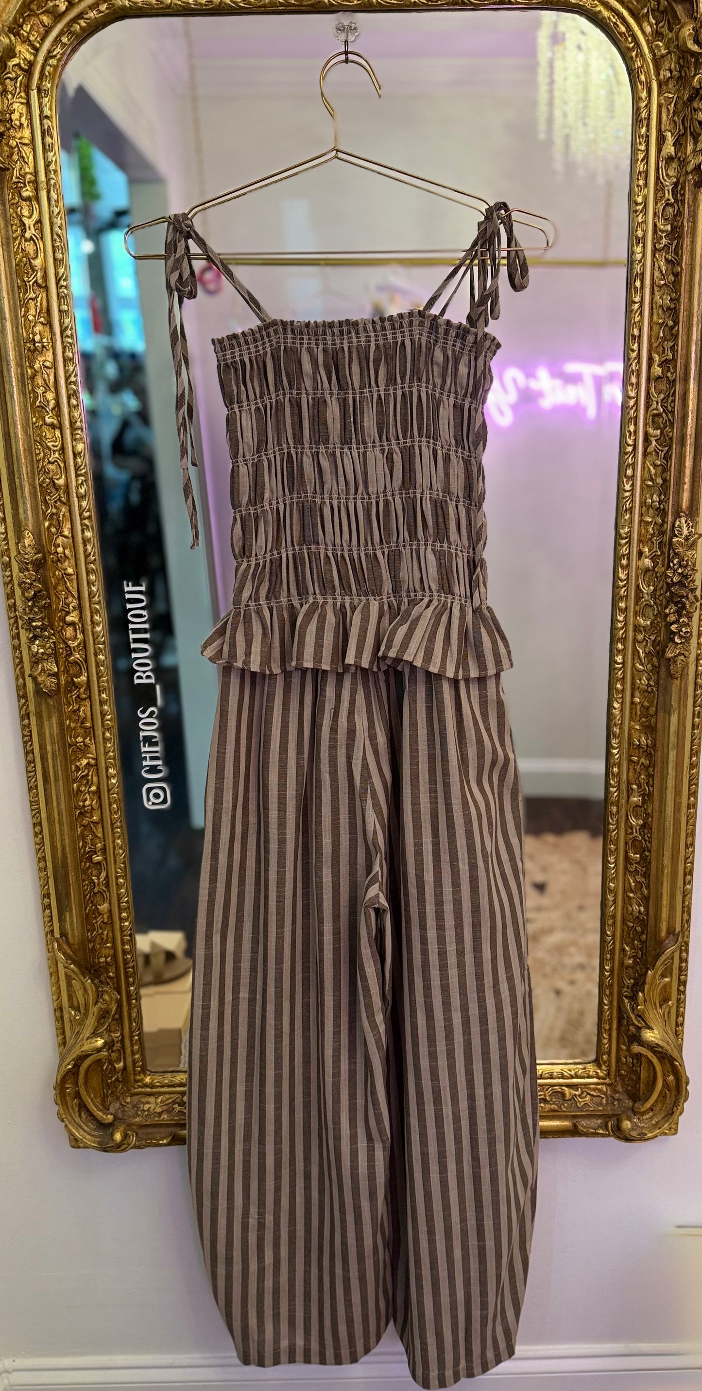 Sunday Stripe Smocked Wide-Leg Set
