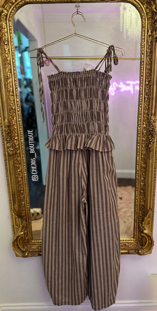 Sunday Stripe Smocked Wide-Leg Set